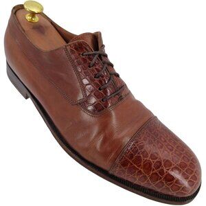 Exotic Bruno Magli Italy Brown Alligator Leather Oxfords Dress Shoes 10M Vintage